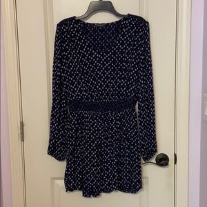 navy patterned dress